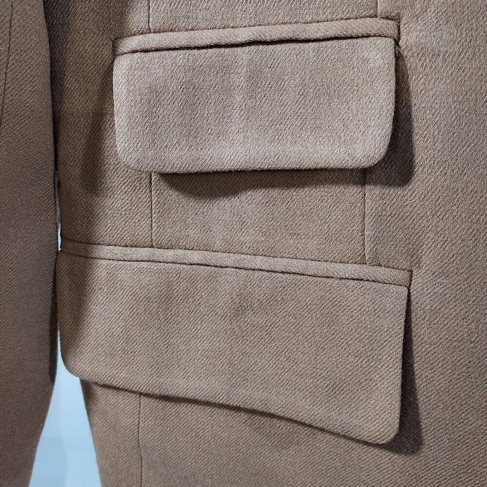EVAN-PICONE 1980's 4 Button Carmel Long Length Blazer Shoulder Pads Made In USA - Picture 7 of 16